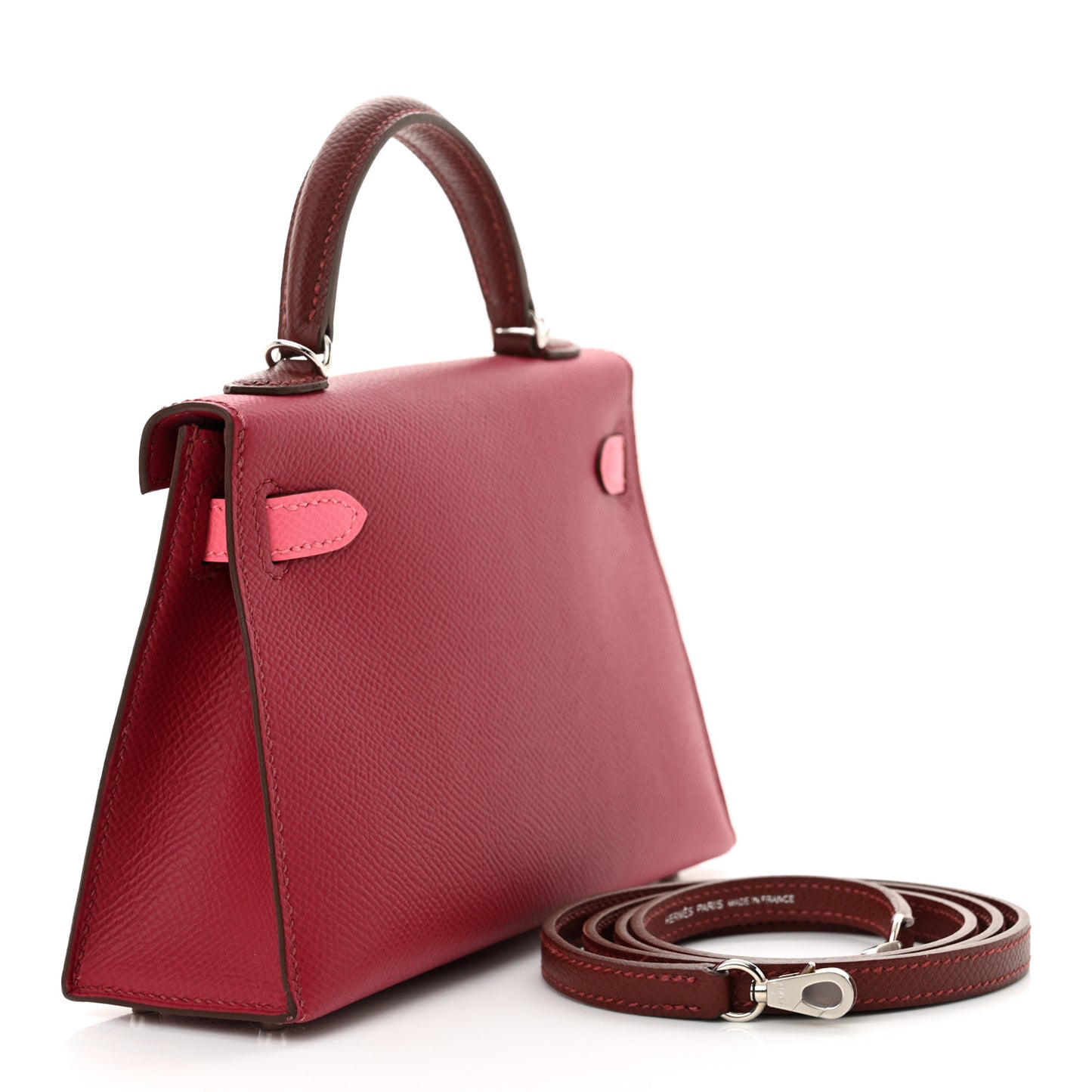 Epsom Tri-Color Mini Kelly Sellier 20 Rubis Rose Azalee Rouge H