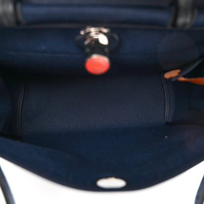 Hermes Military Toile Vache Hunter Laque Horseshoe Herbag Zip PM 31 Deep Blue Indigo 6 of 11