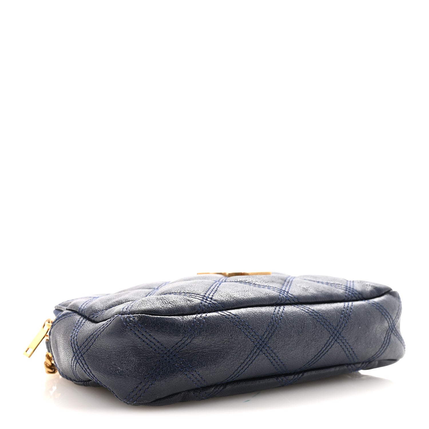 Saint Laurent Grained Lambskin Quilted Mini Becky Double Zip Bag Blue Charron 4 of 10
