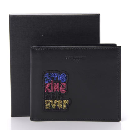 Saint Laurent Calfskin Smoking Forever Patch Bifold Wallet Black 8 of 8