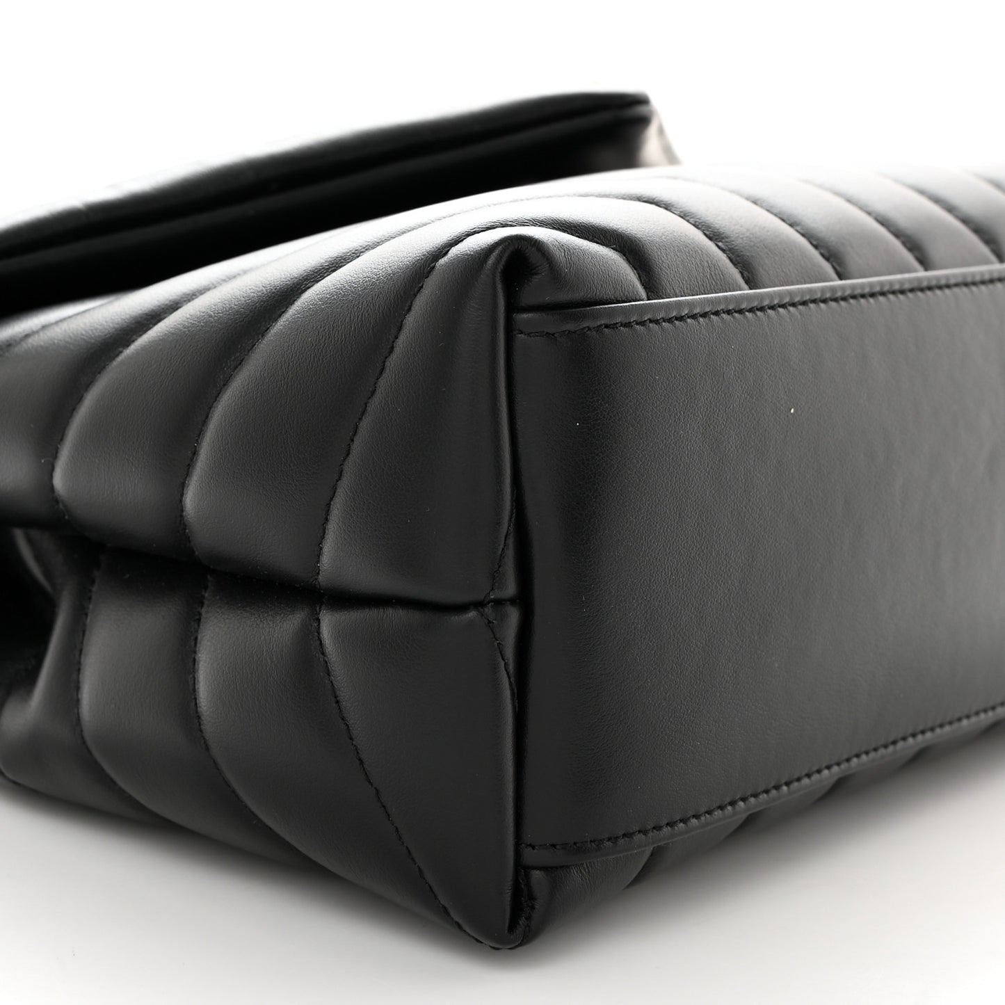 Calfskin Y Quilted Monogram Small Loulou Chain Satchel Black