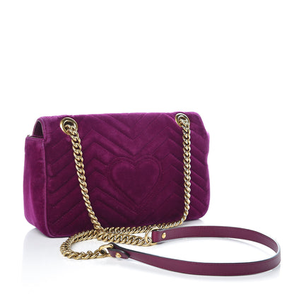Gucci Velvet Matelasse Small GG Marmont Shoulder Bag Fuchsia Violet Cyclamen 3 of 16