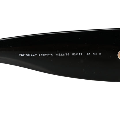 Chanel Acetate Pearl Rectangle Sunglasses 5480-H Black 5 of 8