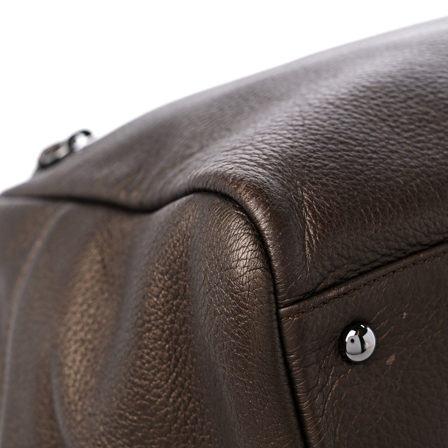 Metallic Deerskin Large Luxe Ligne Bowler Bronze