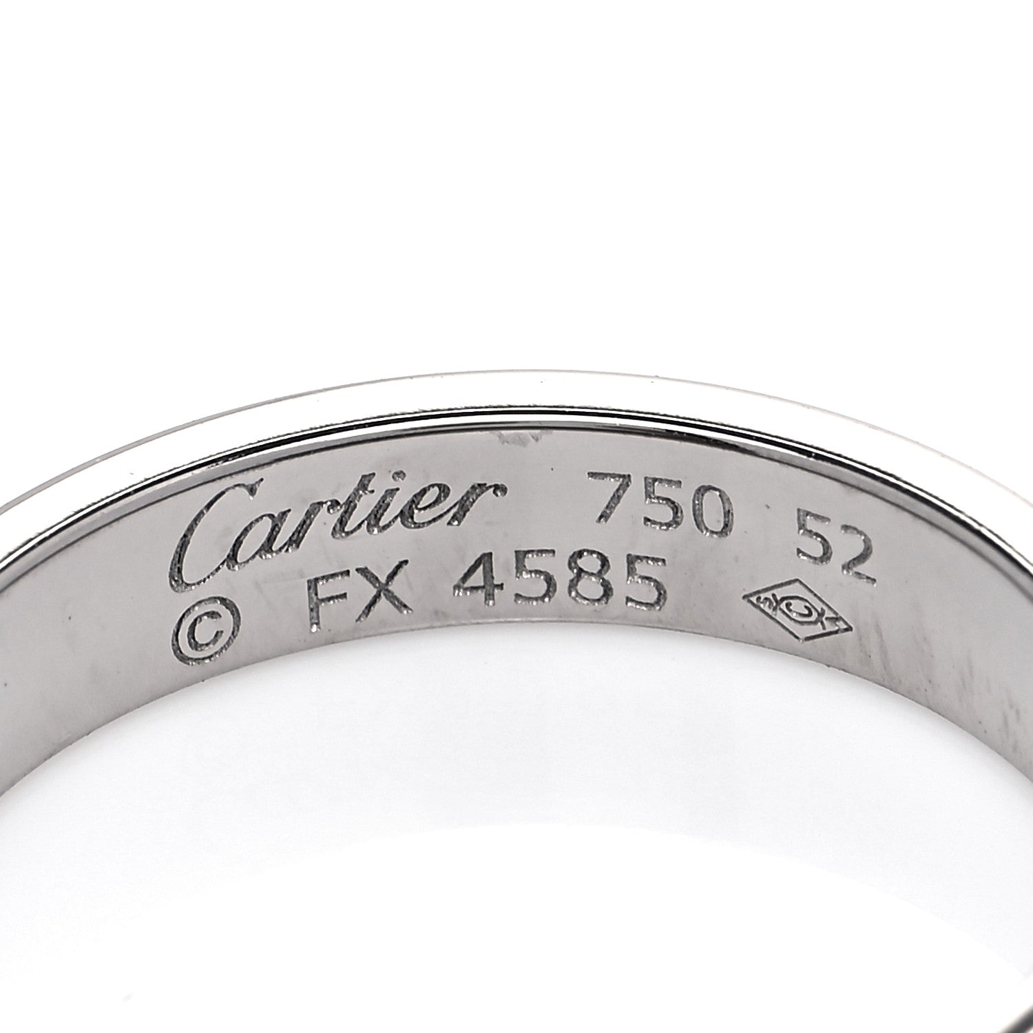 Cartier 18K White Gold 3.5mm LOVE Wedding Band Ring 52 6 7 of 8