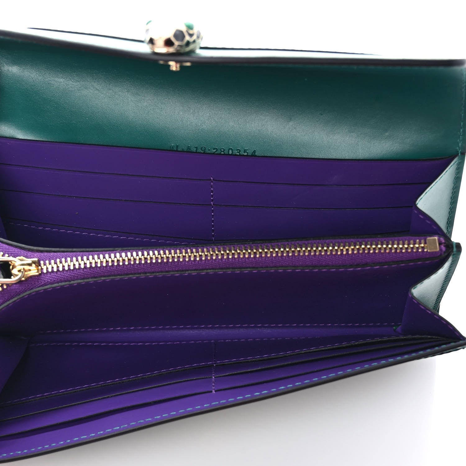 Bulgari Calfskin Serpenti Forever Chain Wallet Emerald Violet Amethyst 5 of 8
