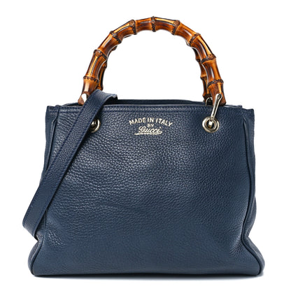 Gucci Calfskin Small Bamboo Shopper Tote Navy 1 of 12