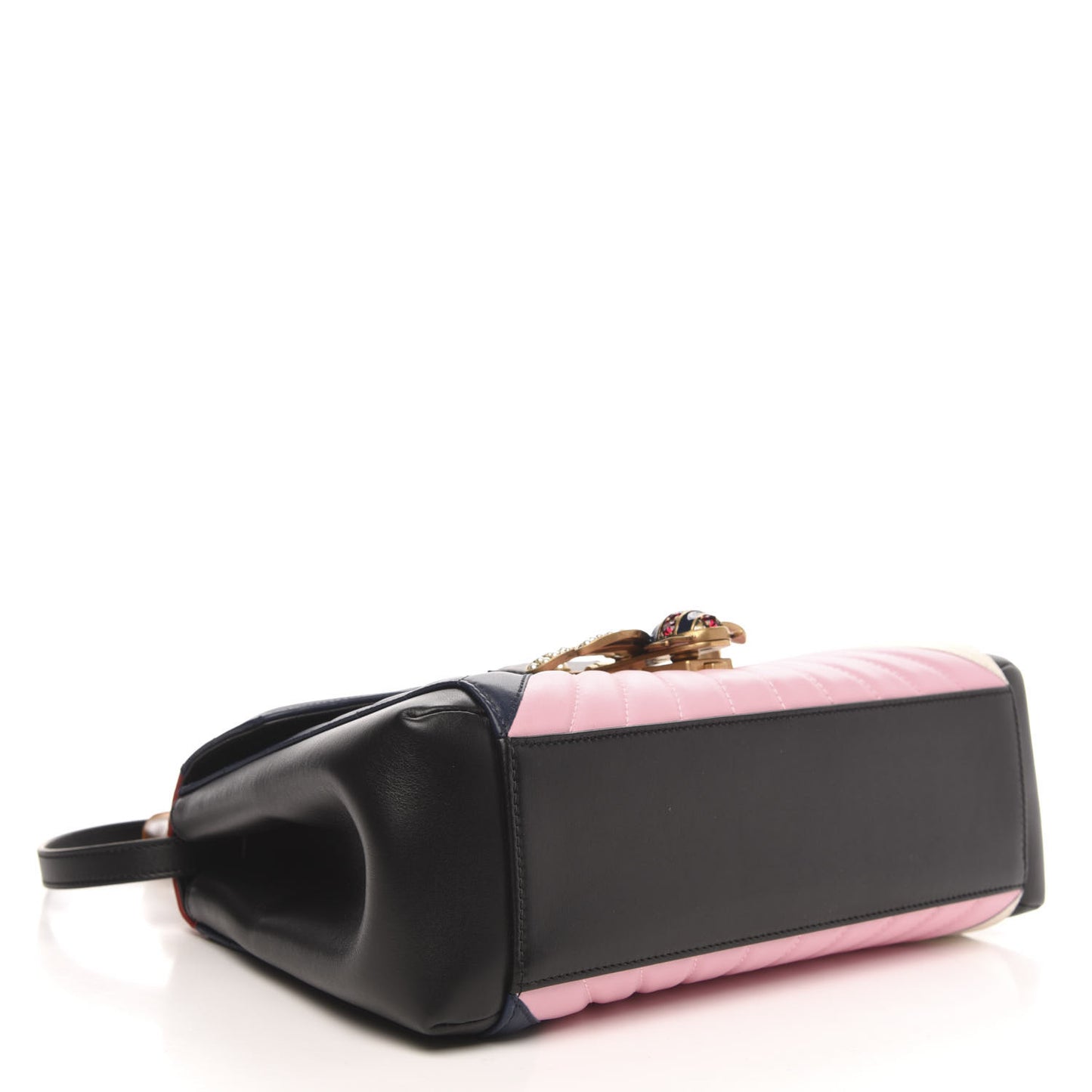 Calfskin Bamboo Trapuntata Queen Margaret Top Handle Bag Blue Agata Hibiscus Red Mystic White Sugar Pink