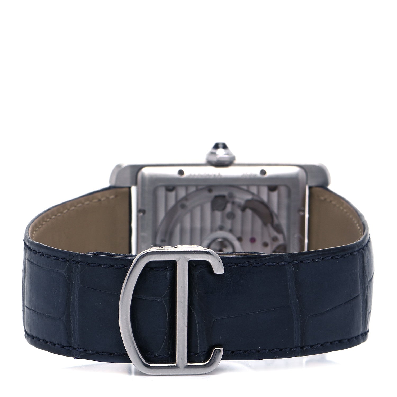 Cartier Stainless Steel Alligator 34mm Tank MC Automatic Watch Black 3 of 4