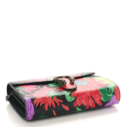 Gucci X KEN SCOTT New Shangai Calfskin Jenny Floral Print Mini Dionysus Chain Wallet Black Pink 4 of 8