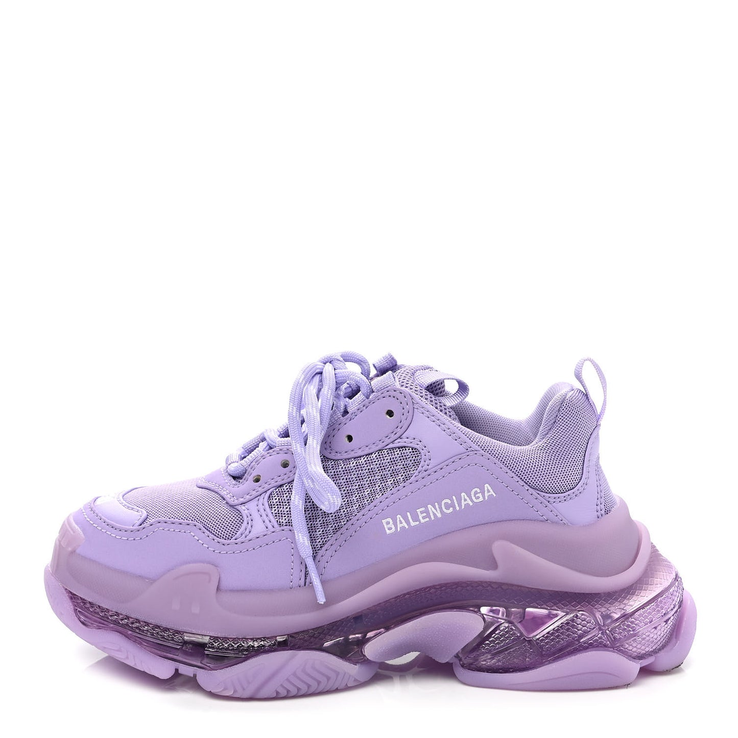 Fabric Mesh Clear Sole Womens Triple S Sneakers 36 Light Lilac White