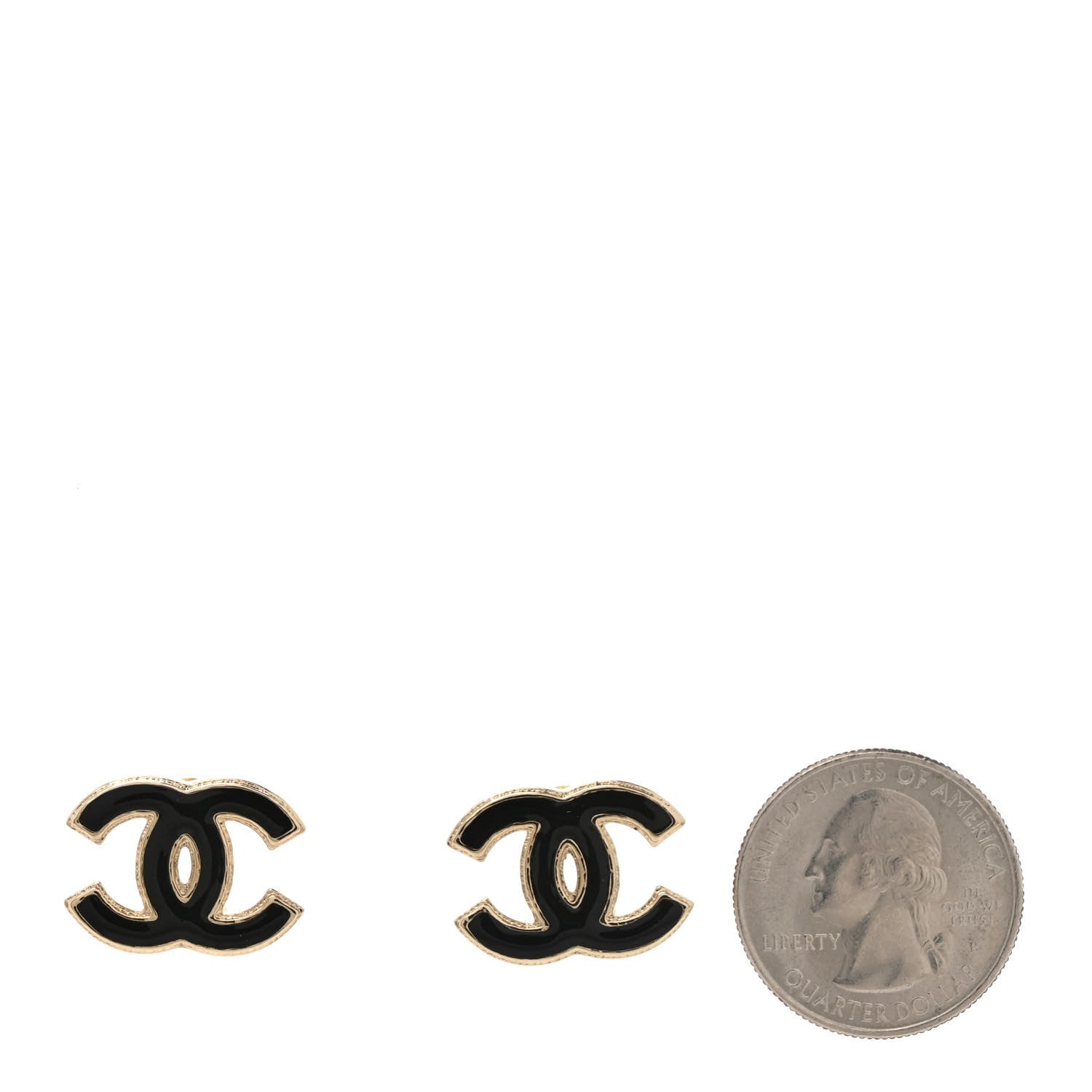 Chanel Metal Enamel CC Earrings Black Gold 2 of 5