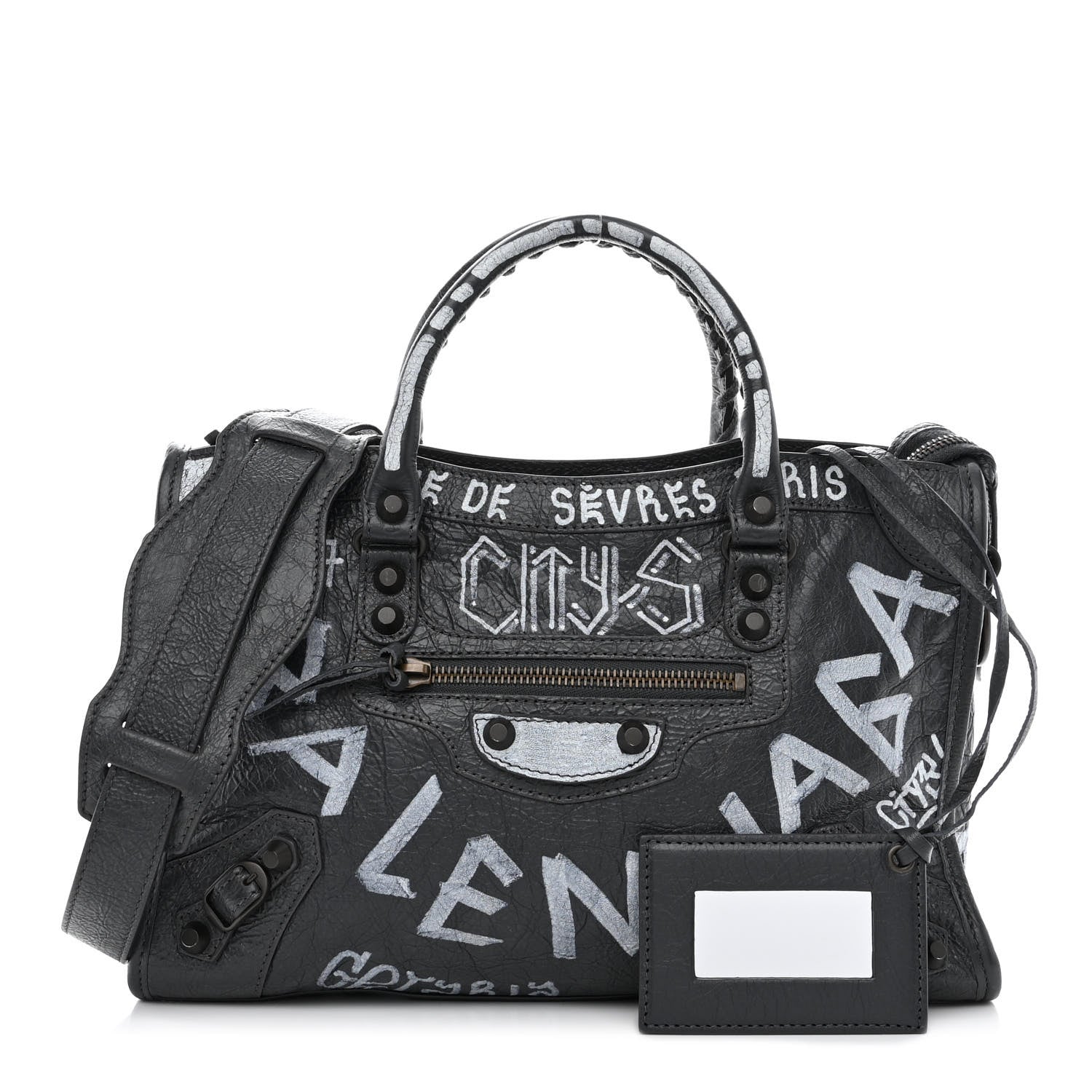 Balenciaga Agneau Arena Graffiti All Over Classic Hardware S City Gris Fossile White 1 of 11
