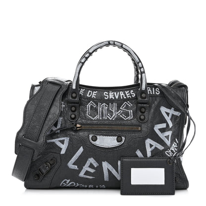 Balenciaga Agneau Arena Graffiti All Over Classic Hardware S City Gris Fossile White 1 of 11