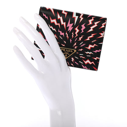 Prada X UNIVERSAL STUDIOS Saffiano Thunder Frankenstein Print Coin Case Card Holder Wallet Lacca 2 of 7