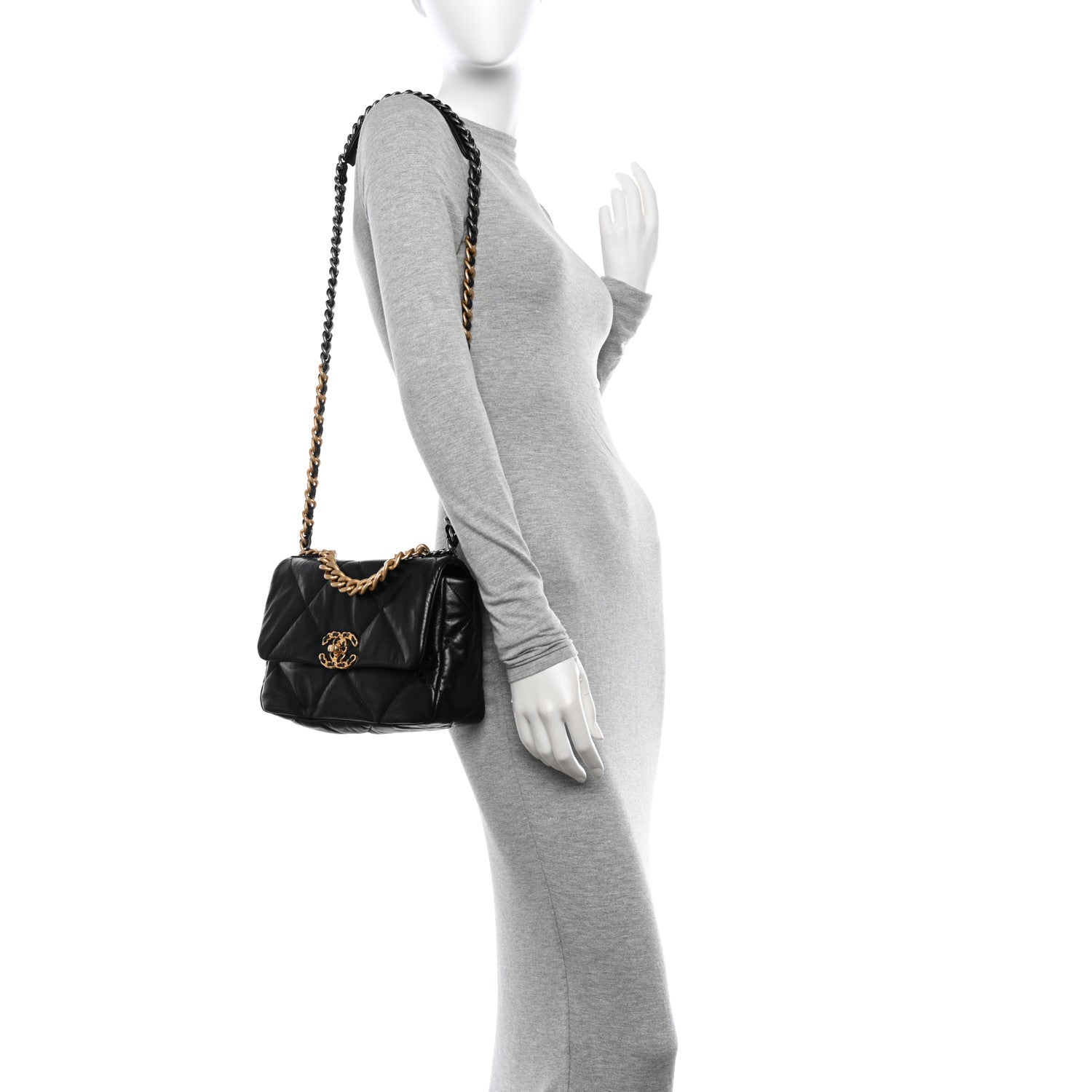Chanel Goatskin Quilted Medium Chanel 19 Flap Black 2 of 10