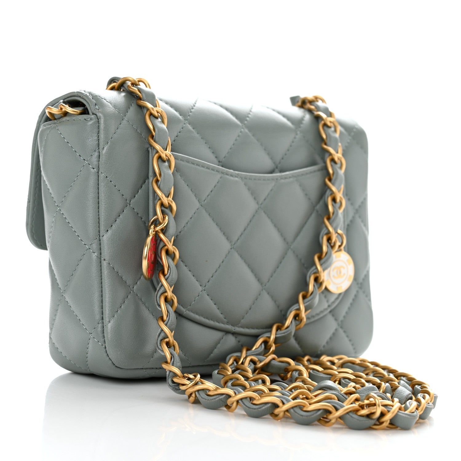 Chanel Lambskin Quilted Casino Chips Mini Square Flap Grey 3 of 10