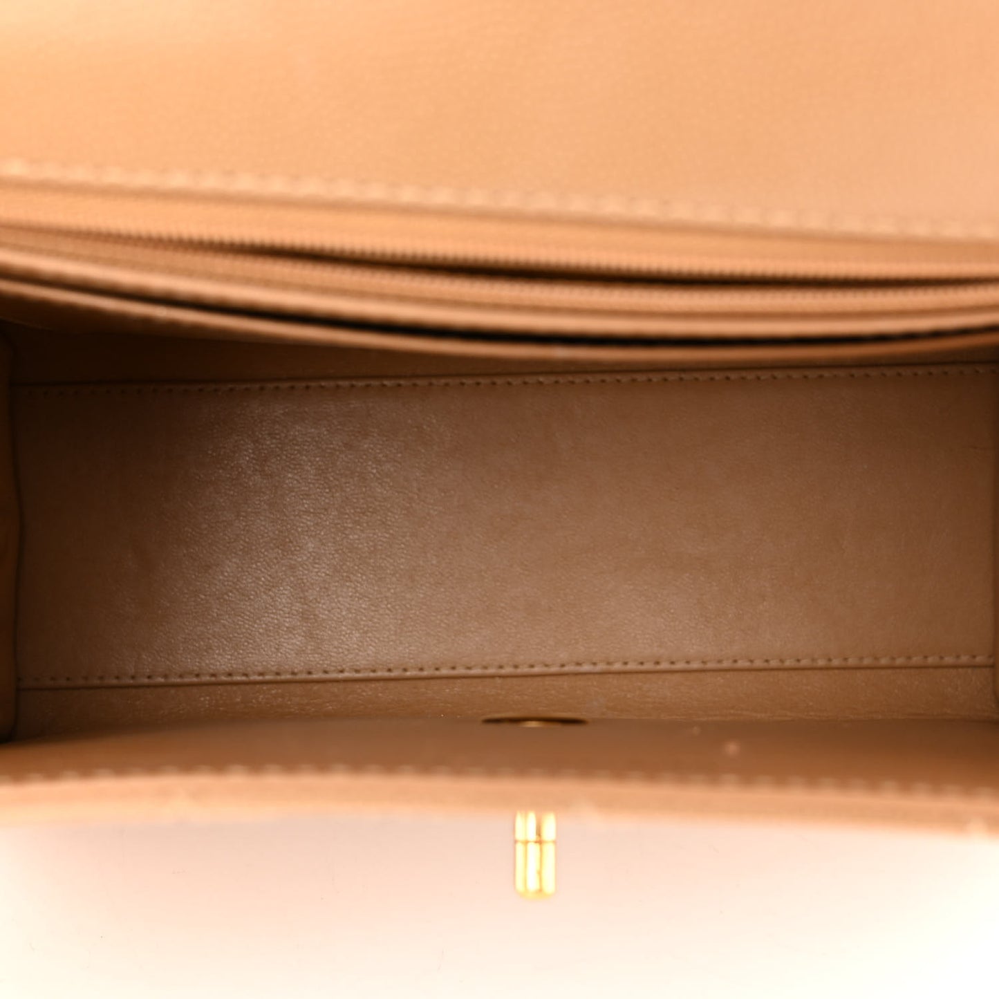 Caviar Stitched Shoulder Flap Bag Beige