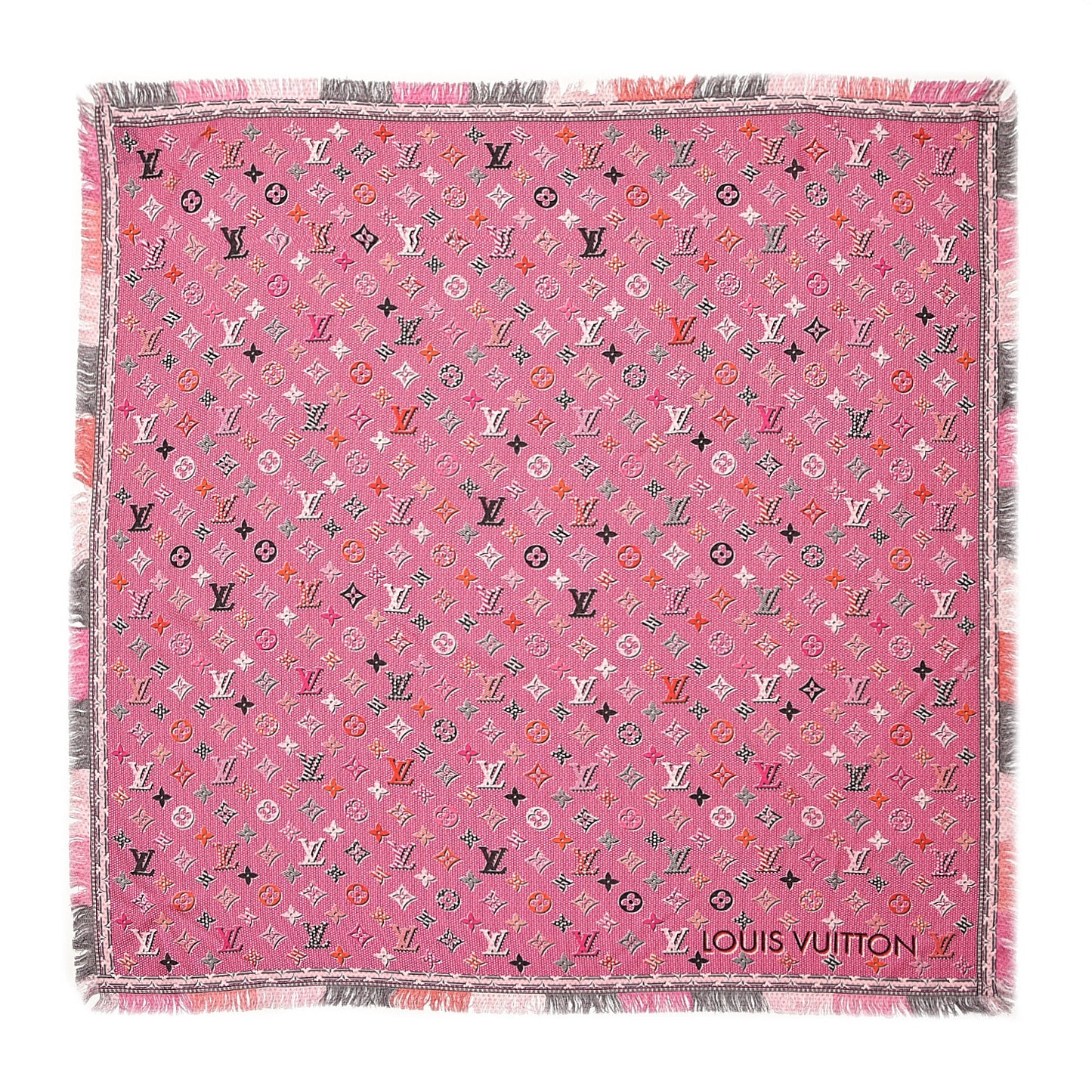Wool Pop Monogram Shawl Pink