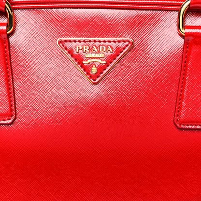 Prada Saffiano Vernice Pyramid Bag Rosso 6 of 9