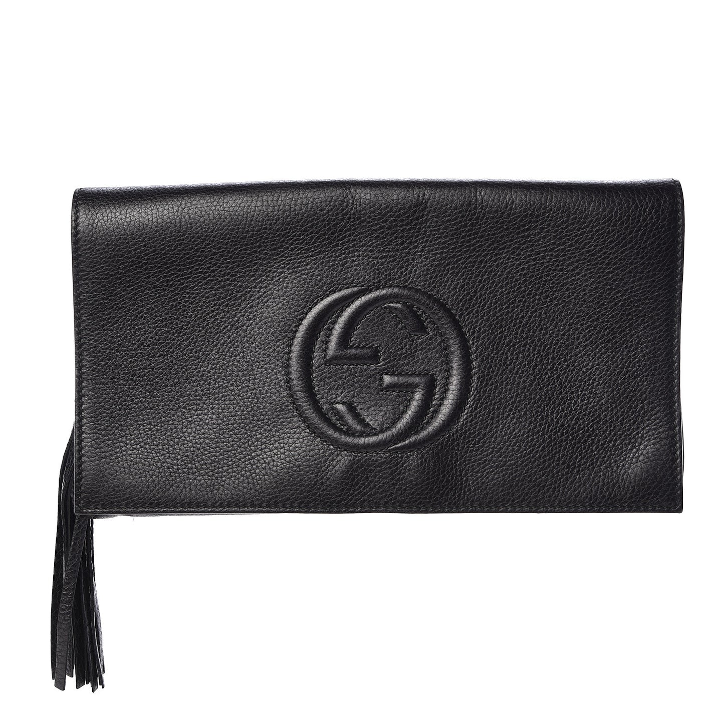 Pebbled Calfskin Medium Soho Clutch Black