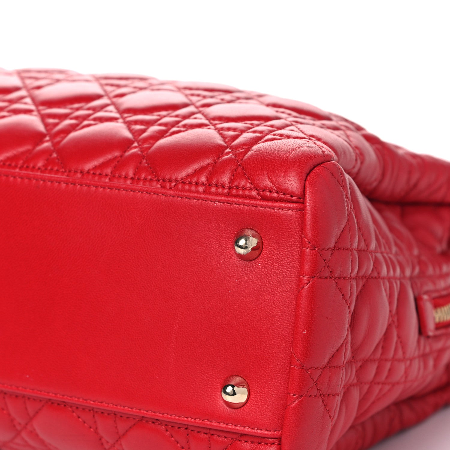 Christian Dior Lambskin Cannage Large Dior Soft Shopping Tote Red 10 of 14