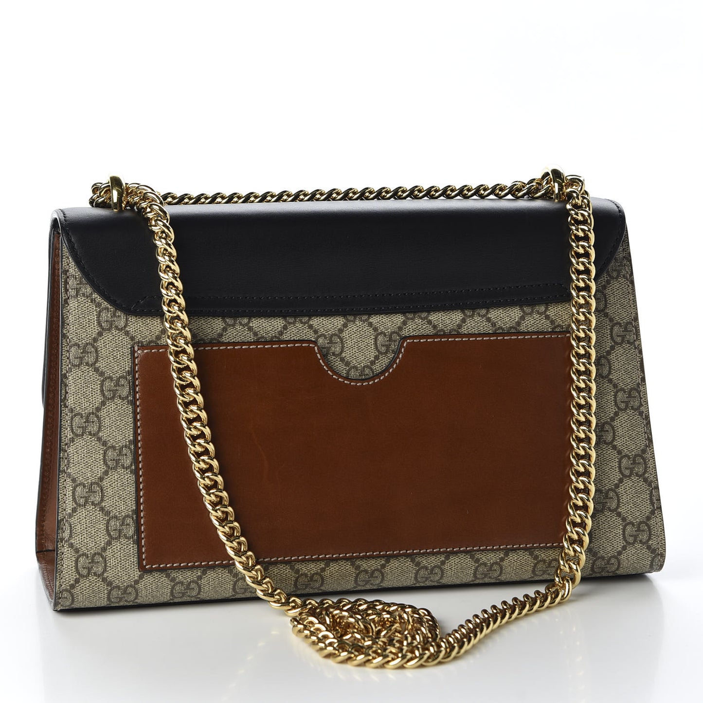 GG Supreme Monogram Calfskin Medium Padlock Shoulder Bag Beige Black Cuir