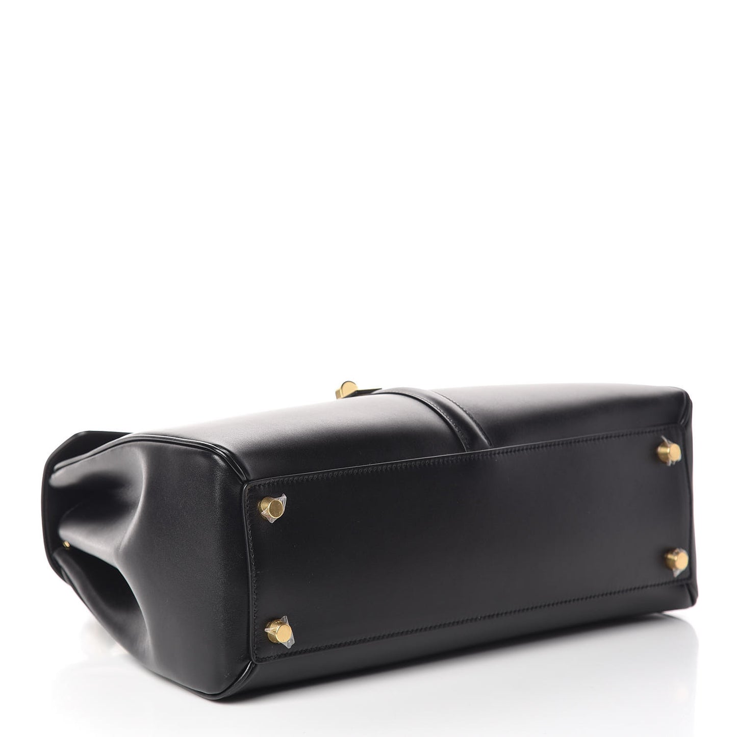 Satinated Calfskin Medium 16 Top Handle Bag Black