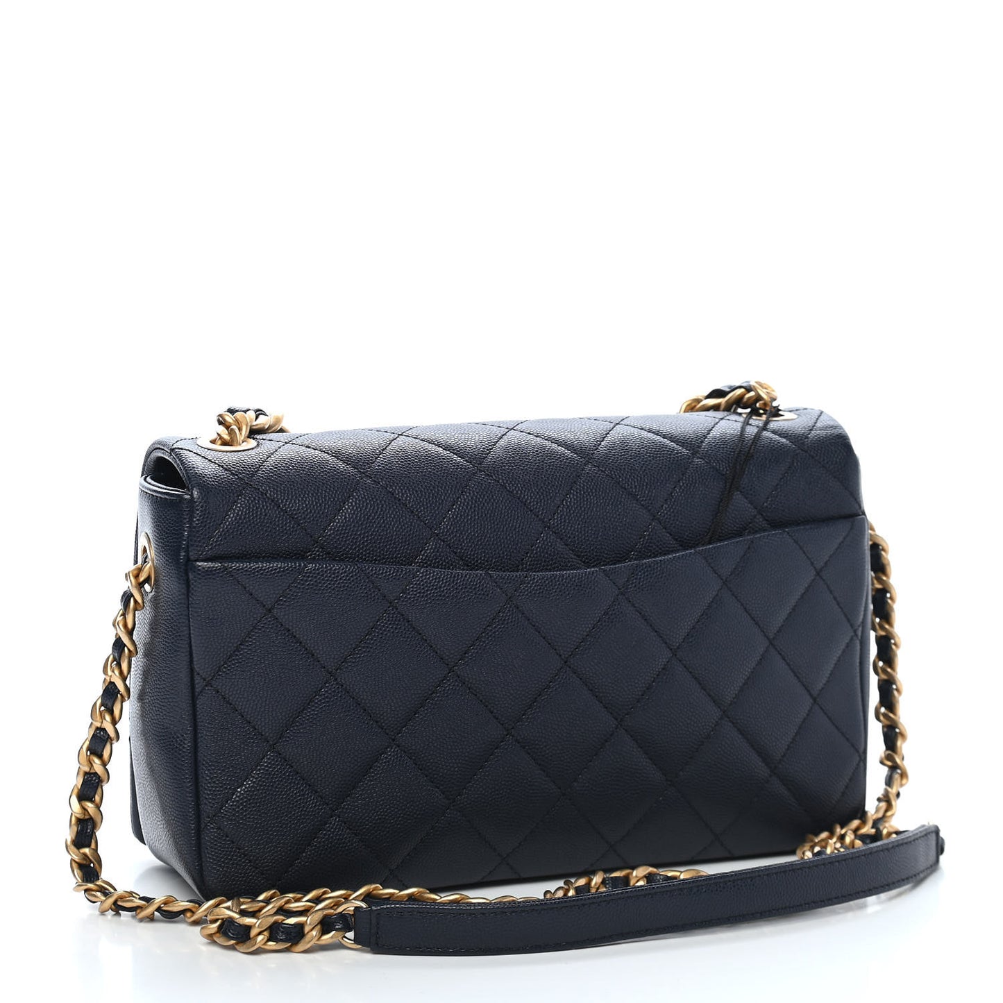 Caviar Quilted Medium Fashion Therapy Flap Navy Blue
