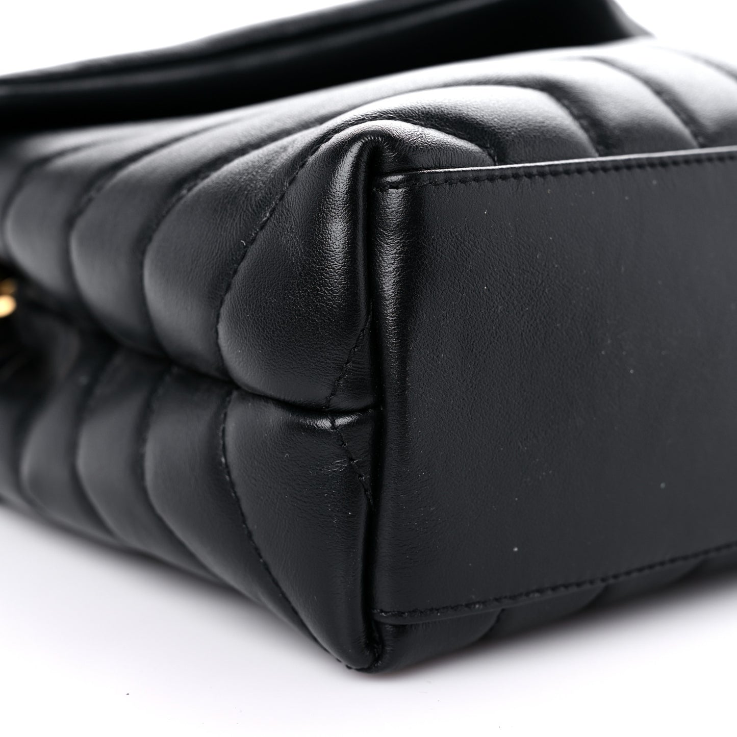 Calfskin Y Quilted Monogram Small Loulou Chain Satchel Black