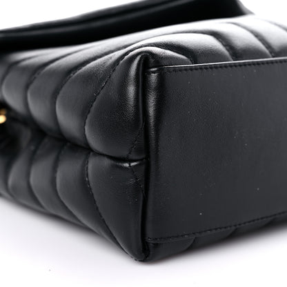 Saint Laurent Calfskin Y Quilted Monogram Small Loulou Chain Satchel Black 9 of 10