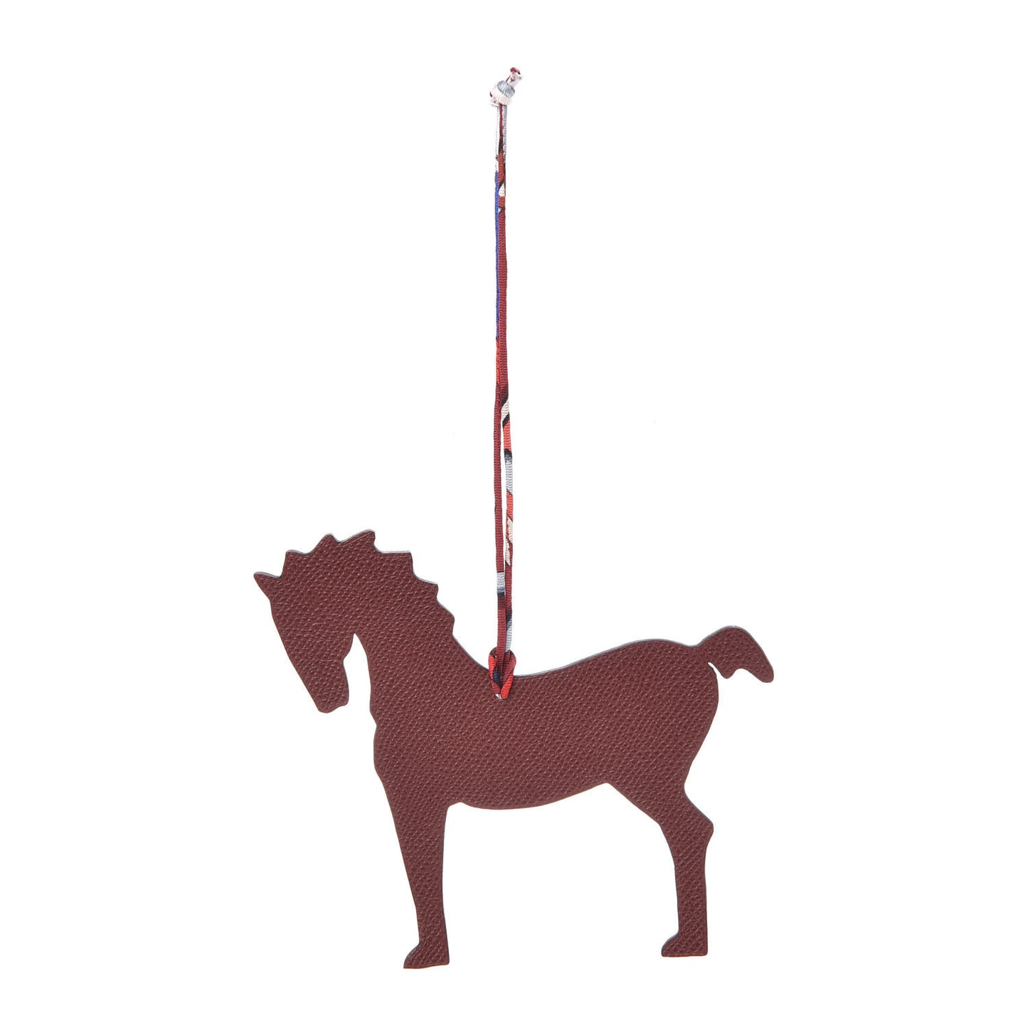 Epsom Togo Petit H Bag Charm Horse GM Chocolate Bordeaux