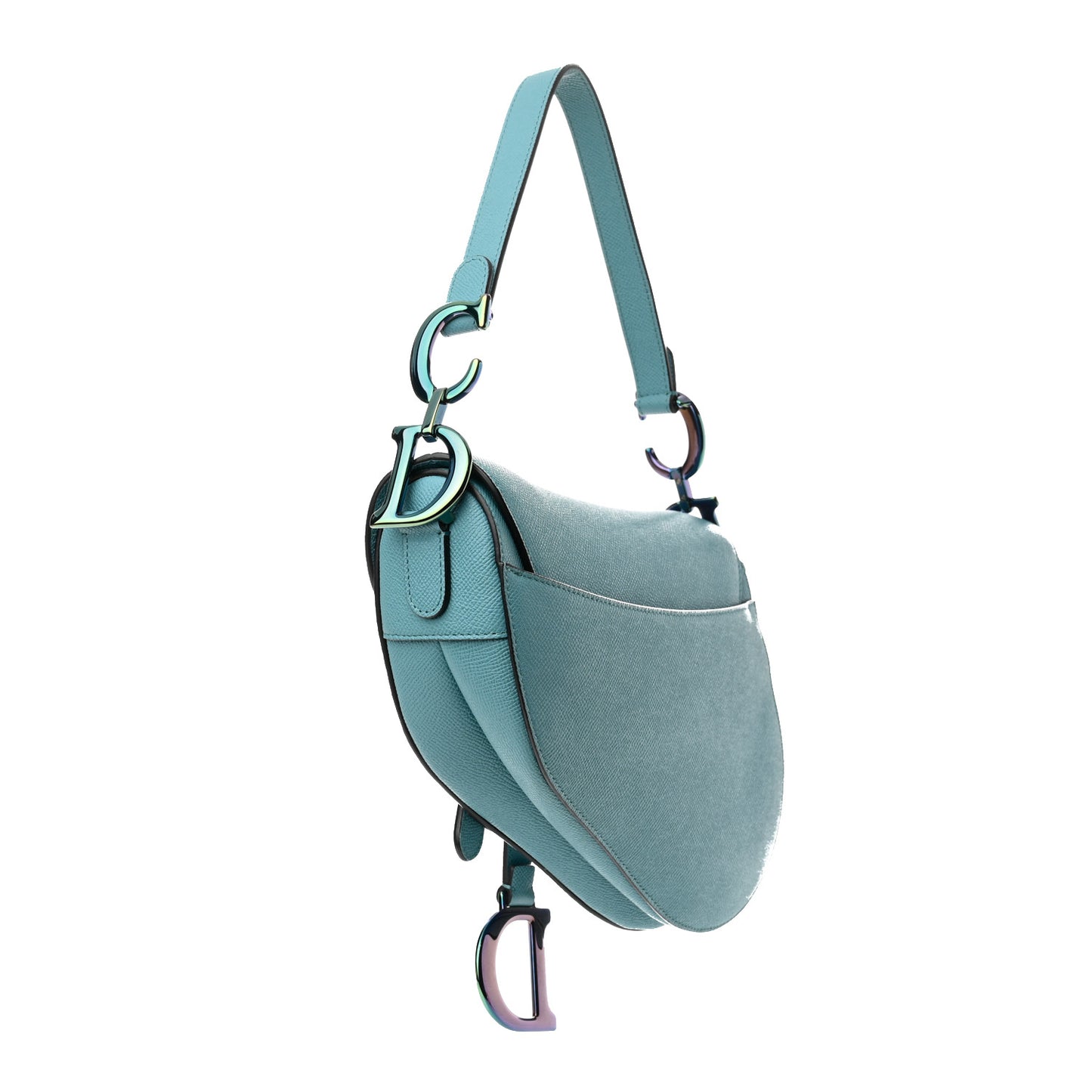 Grained Calfskin Saddle Bag Azure Blue