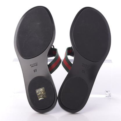 Gucci Nylon Guccissima Web Womens Thong Sandals 38 Green Red Black 6 of 9