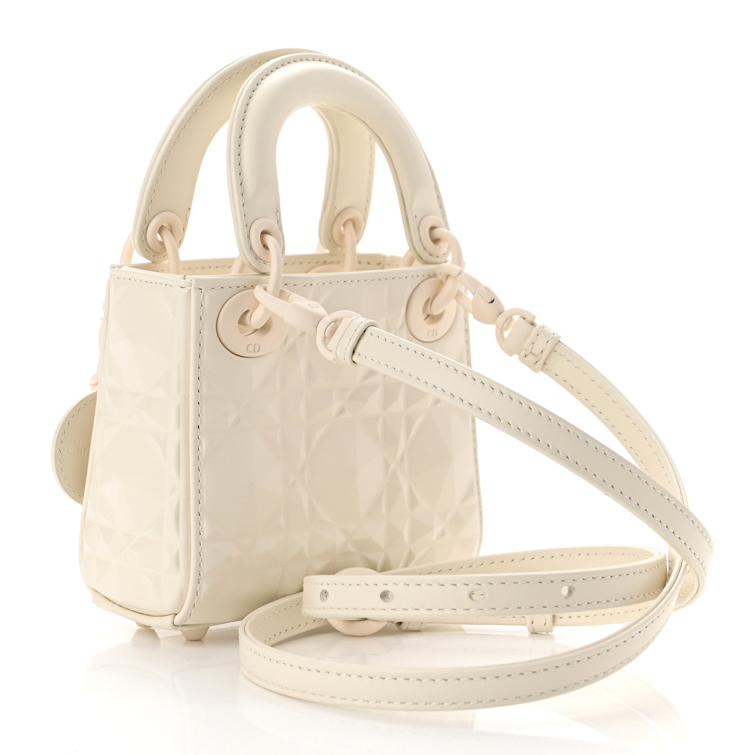 Christian Dior Calfskin Cannage Diamond Micro Lady Dior Latte 3 of 11
