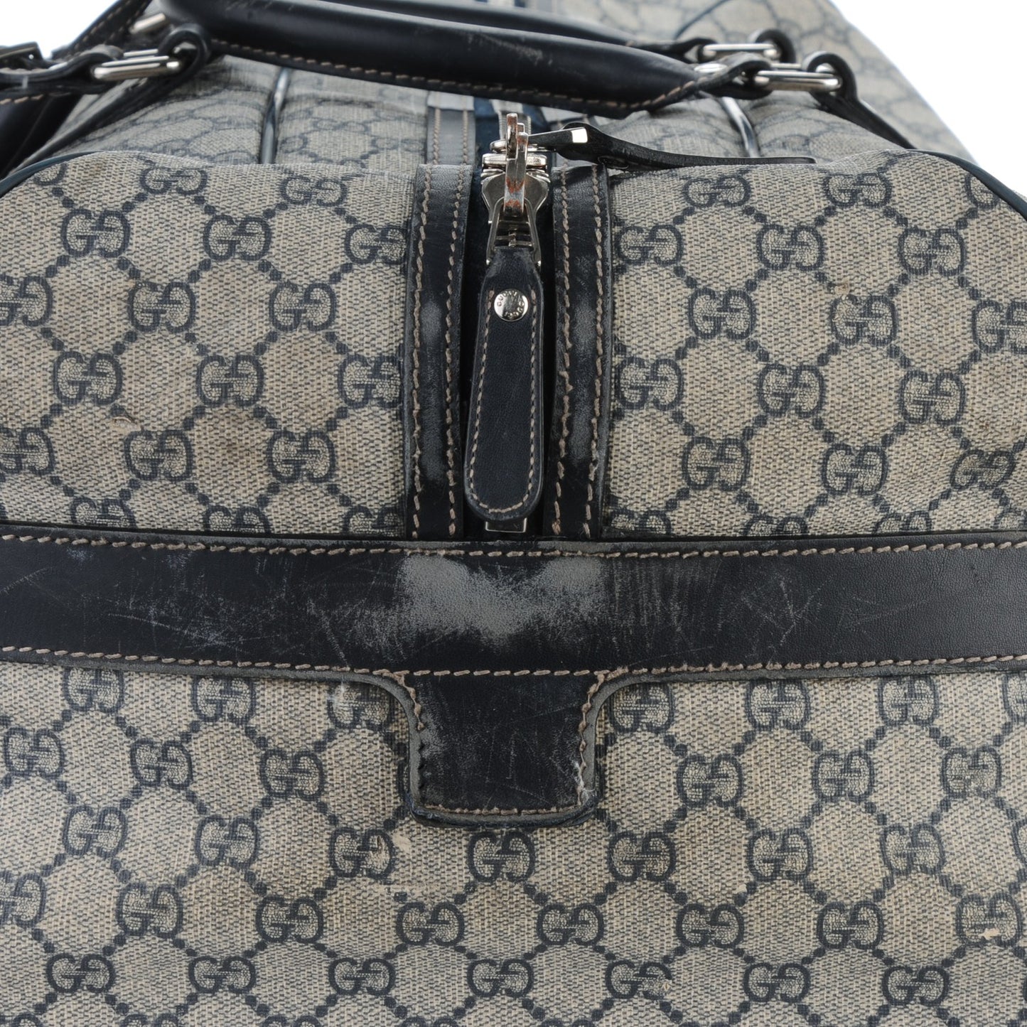 GG Plus Monogram Large Carry On Duffle Trolley Navy