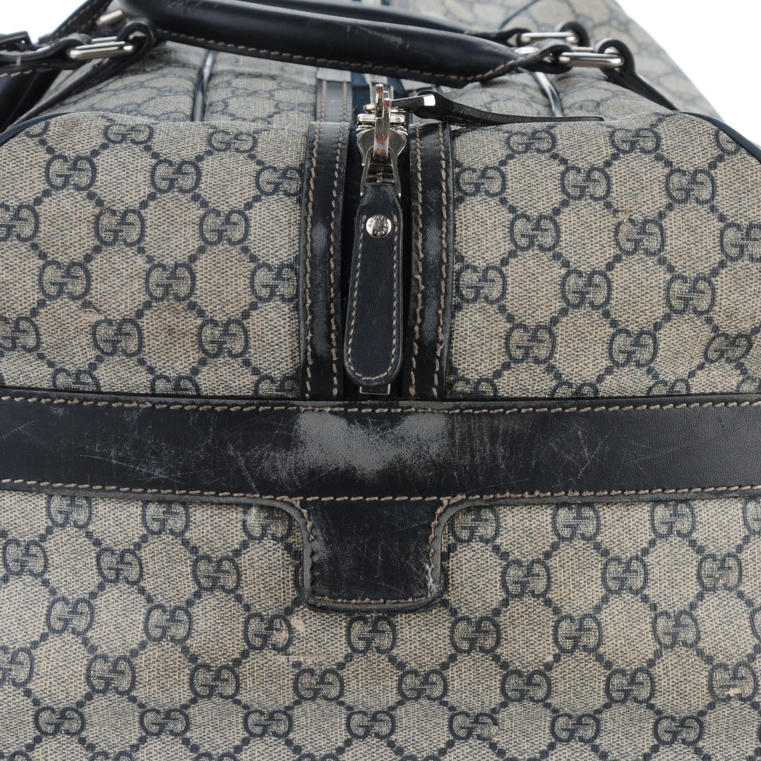 Gucci GG Plus Monogram Large Carry On Duffle Trolley Navy 10 of 12