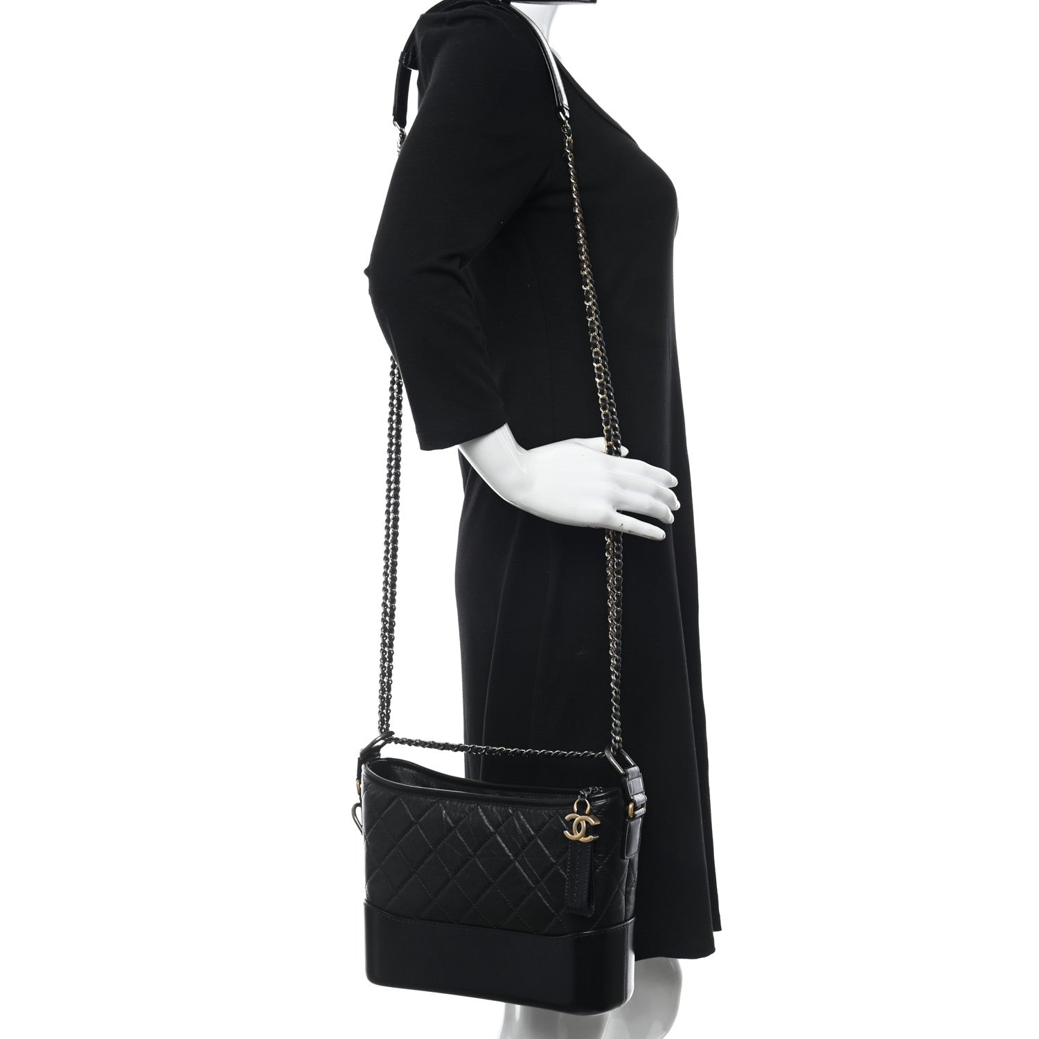Chanel Aged Calfskin Quilted New Medium Gabrielle Hobo Black 2 of 10