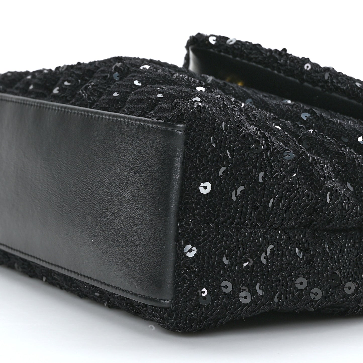 Sequin Y Quilted Monogram Small Loulou Chain Satchel Black