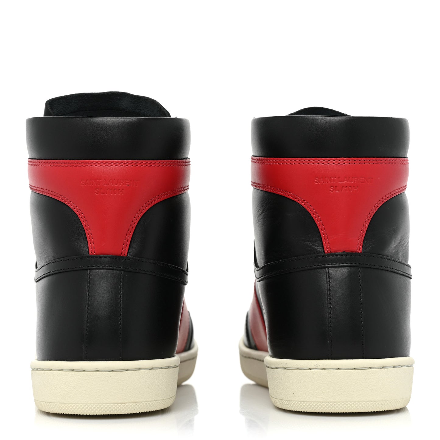 Calfskin Court Classic SL/10H High Top Sneakers 40 Black Red