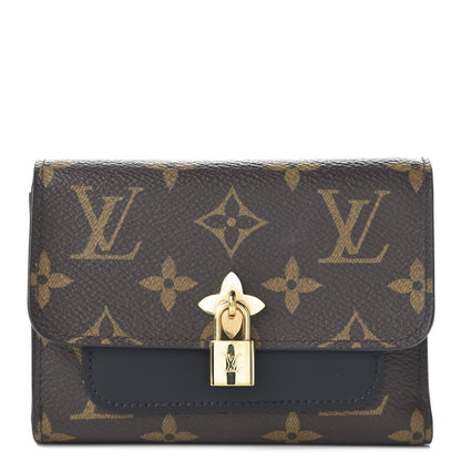 Louis Vuitton Monogram Flower Lock Compact Wallet Black 1 of 10