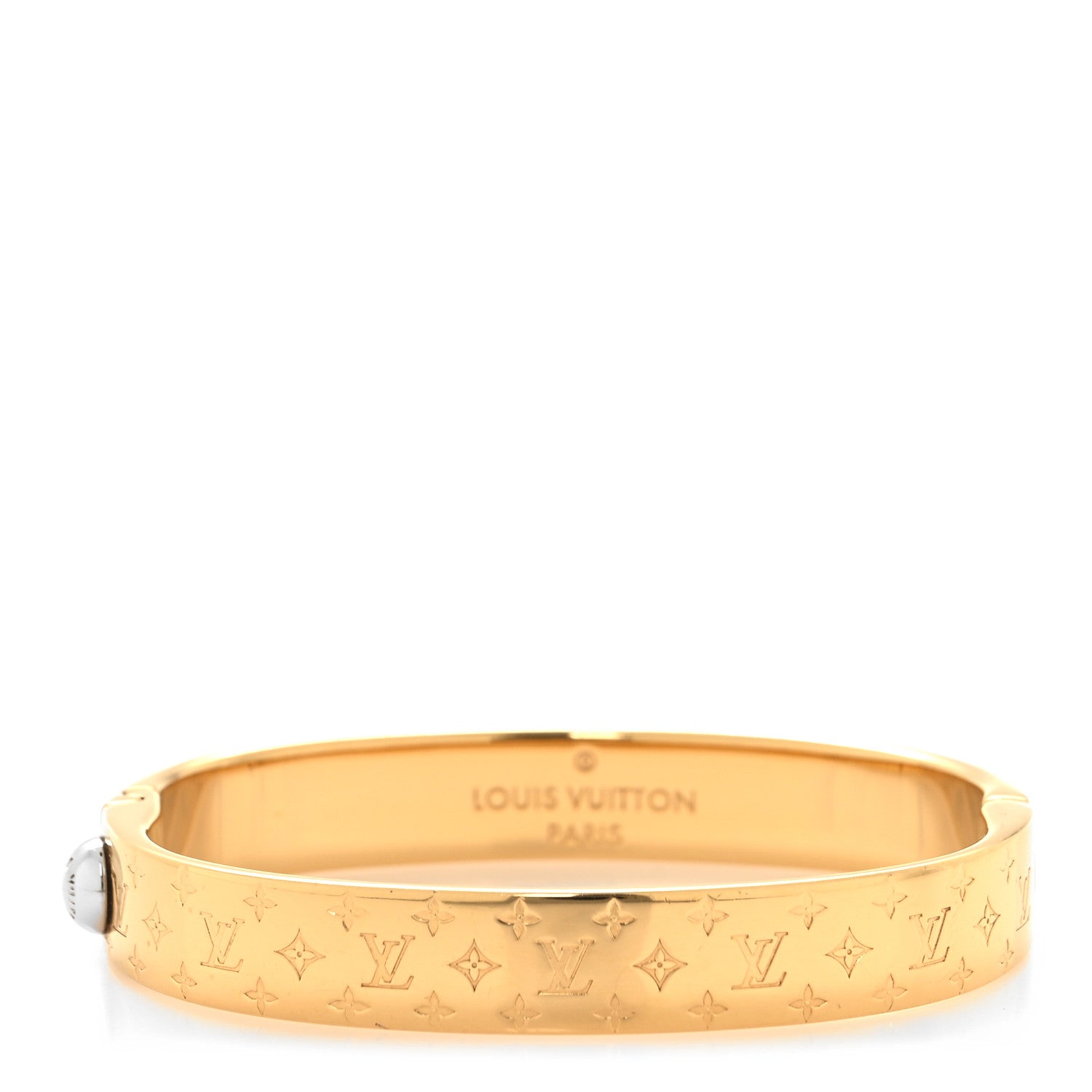 Louis Vuitton Brass Monogram Nanogram Cuff S Gold 1 of 7