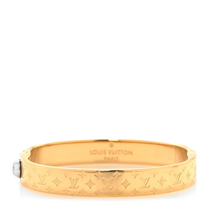 Louis Vuitton Brass Monogram Nanogram Cuff S Gold 1 of 7
