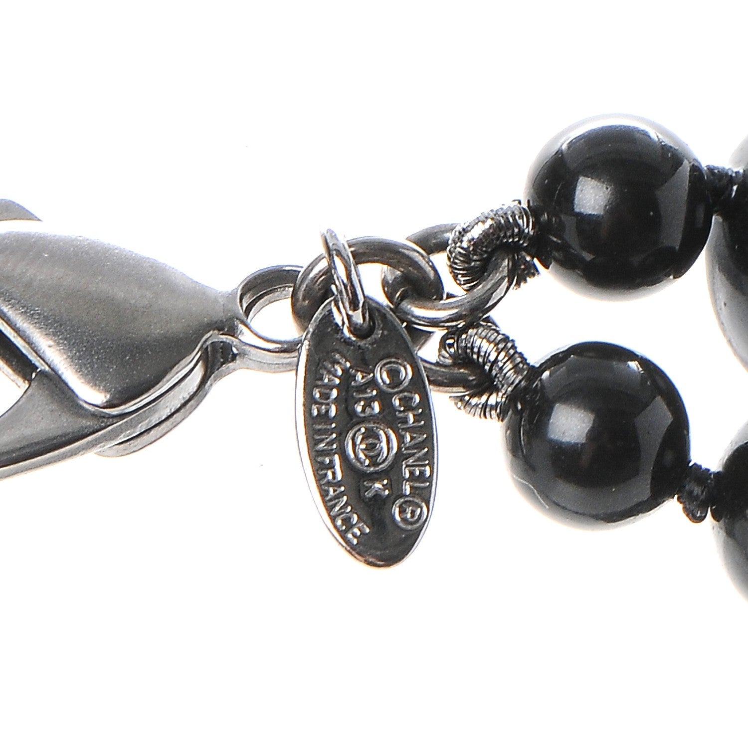 Chanel Glass Bead CC Map Short Necklace Ruthenium Black 6 of 6
