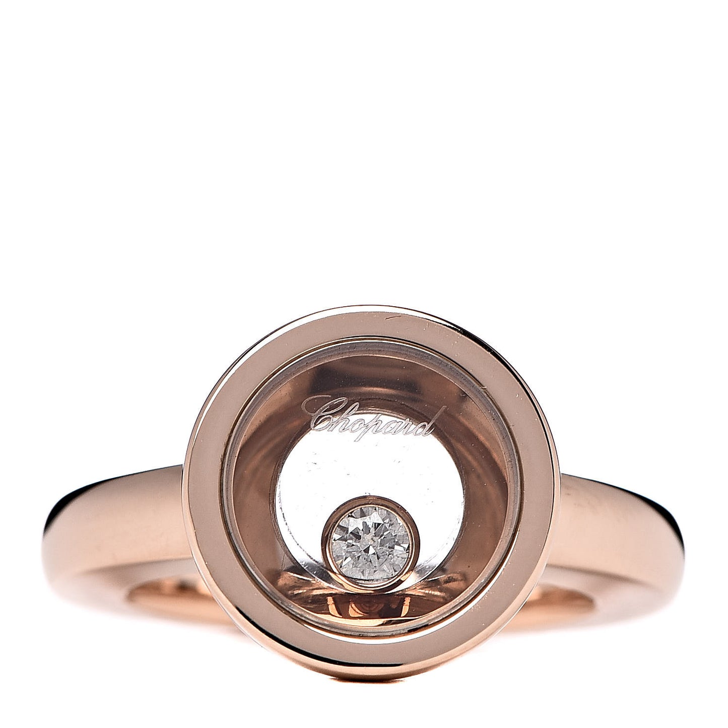 18K Rose Gold Diamond Happy Diamond Round Ring 49 5