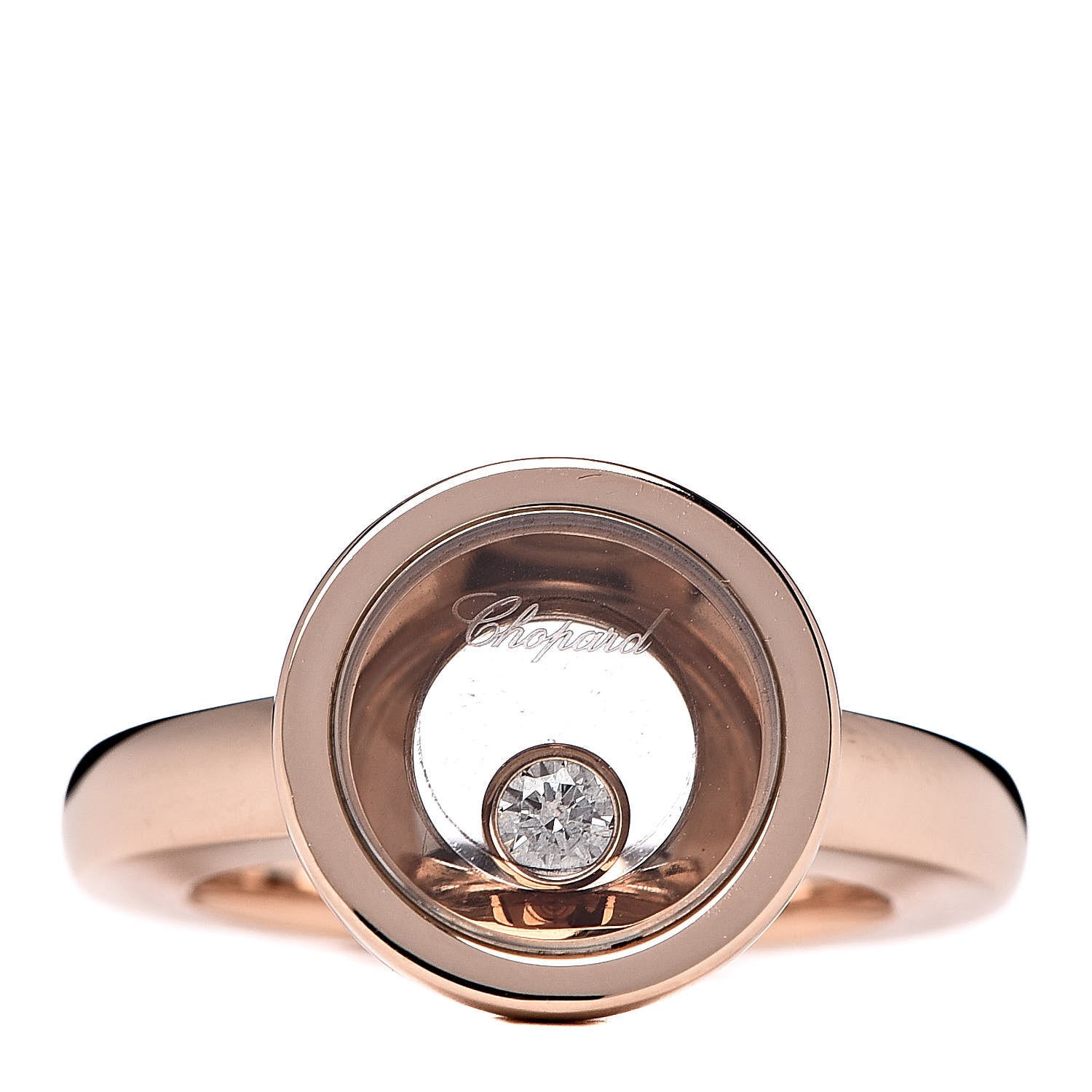 Chopard 18K Rose Gold Diamond Happy Diamond Round Ring 49 5 1 of 6