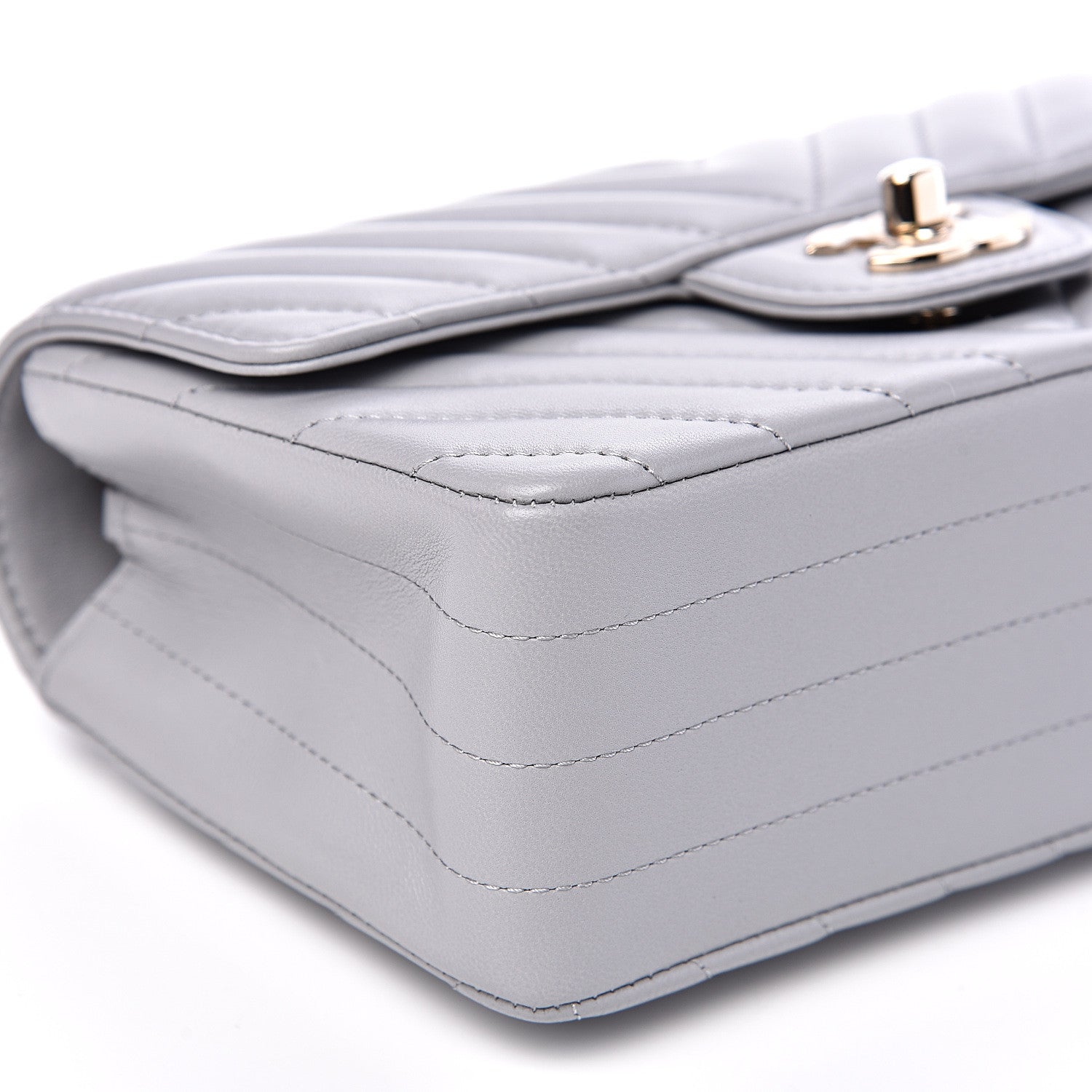 Chanel Lambskin Chevron Quilted Mini Rectangular Flap Grey 8 of 12