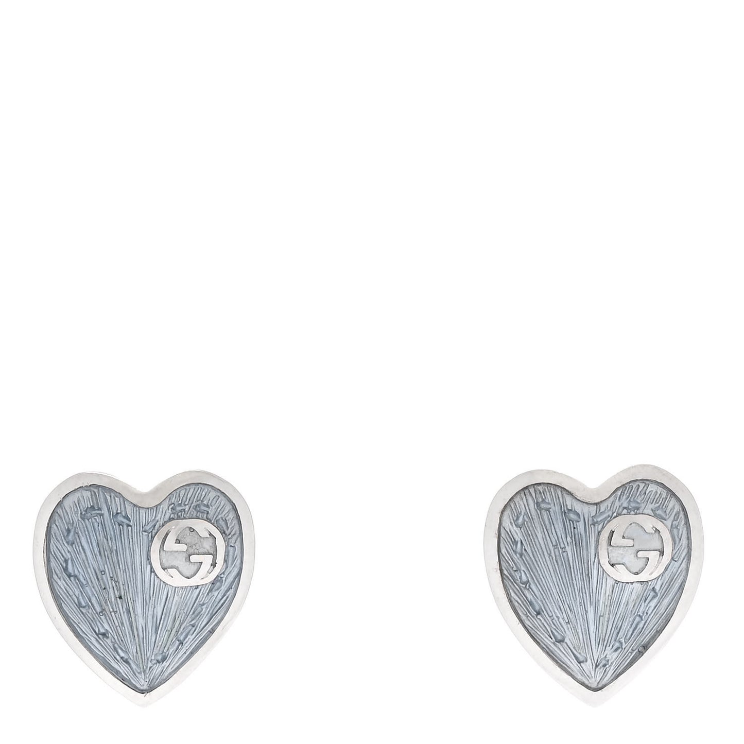 Sterling Silver Enamel Interlocking G Heart Stud Earrings Blue