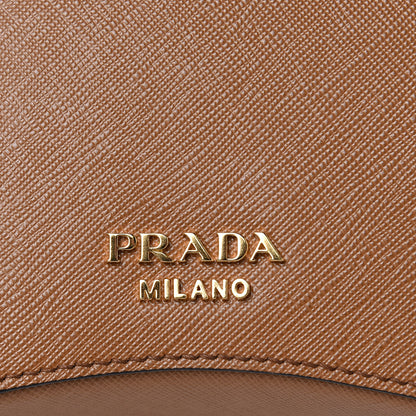 Prada Saffiano Lux Large Sidonie Top Handle Bag Caramel 7 of 10