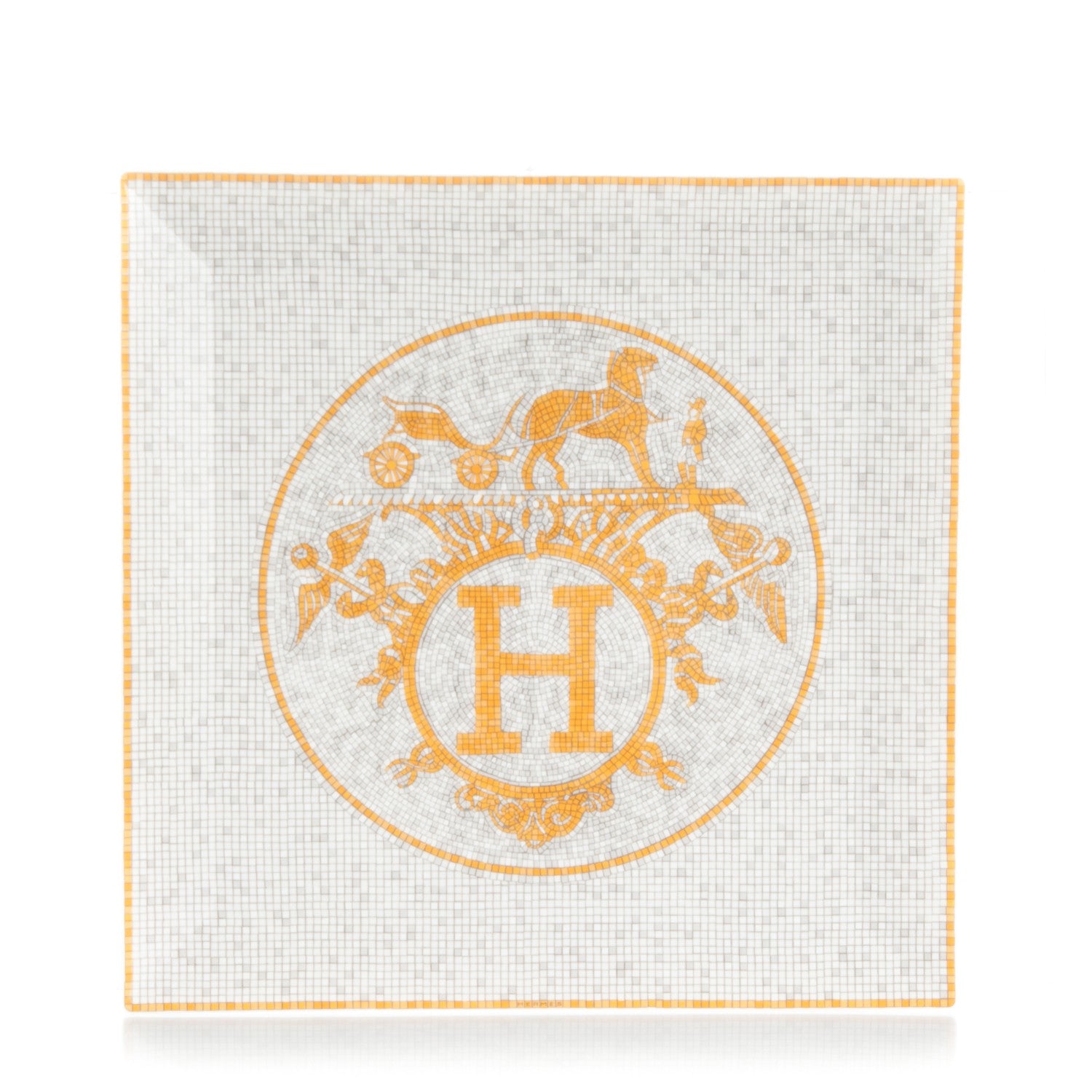 Hermes Porcelain Mosaique au 24 Square Plate 9.1" 1 of 8